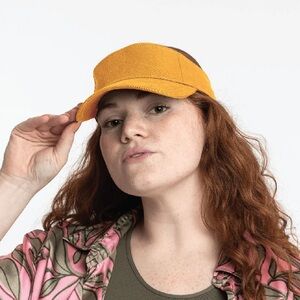 🦋Yellow (mango) Sun Visor - Organic Cotton Twill Printed Back Strap- Gyal Bashy